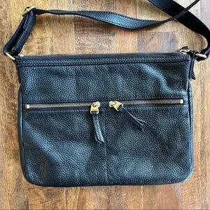 Fossil Black Leather Crossbody Bag